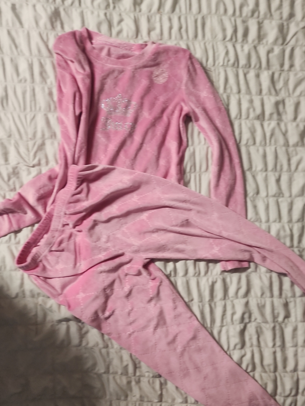 Pink Girls' Two-Piece Velour Pajama Set